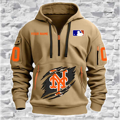 [FLASH SALE] NEW CUSTOMIZED MLB17 NY METS QUARTER ZIP HOODIE