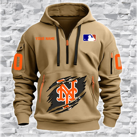 [FLASH SALE] NEW CUSTOMIZED MLB17 NY METS QUARTER ZIP HOODIE