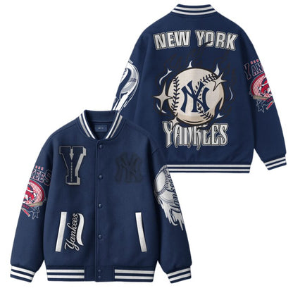 [FLASH SALE] NEW CUSTOMIZED MLB01 NY YANKEES SATIN VARSITY & BASEBALL JACKET