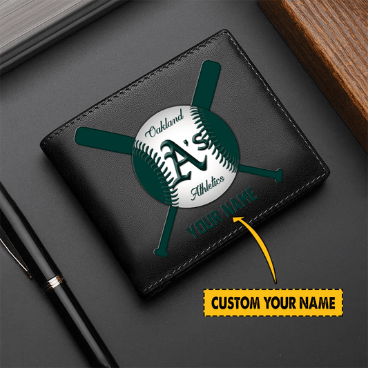 [FLASH SALE] NEW CUSTOMIZED MLB23 OL ATHLETICS LEATHER WALLET