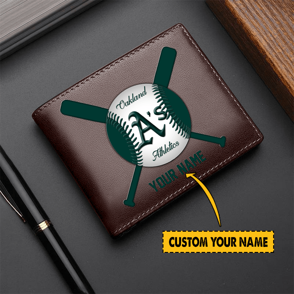 [FLASH SALE] NEW CUSTOMIZED MLB23 OL ATHLETICS LEATHER WALLET