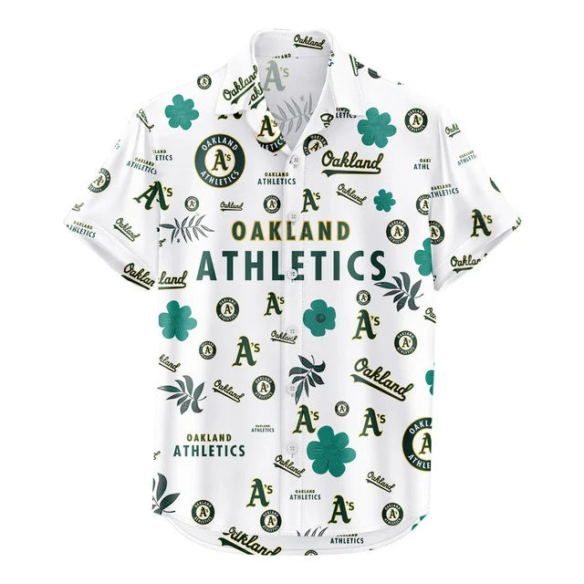 [FLASH SALE] NEW CUSTOMIZED MLB23 OAS OAKLAND ATHLETICS UNISEX HAWAIIAN SHIRT & SHORTS SET