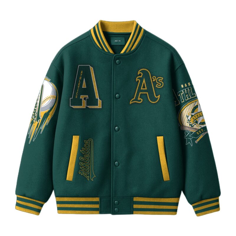 [FLASH SALE] NEW CUSTOMIZED MLB23 OL ATHLETICS SATIN VARSITY & BASEBALL JACKET
