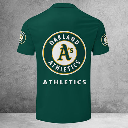 [FLASH SALE] NEW CUSTOMIZED MLB23 OAS OAKLAND ATHLETICS ZIP POLO SHIRT