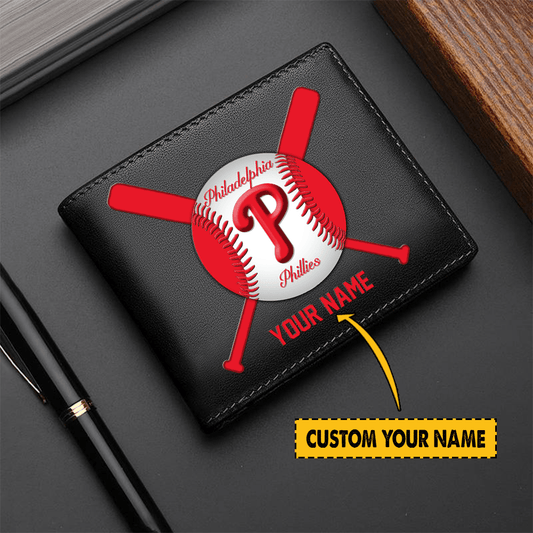 [FLASH SALE] NEW CUSTOMIZED MLB11 PH PHILLIES LEATHER WALLET