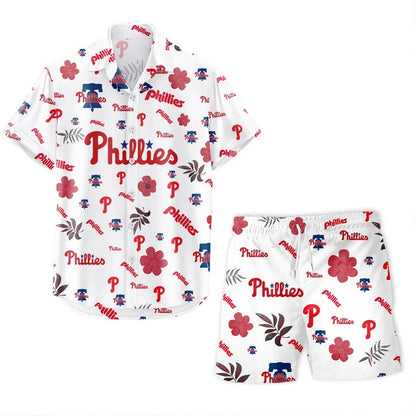 [FLASH SALE] NEW CUSTOMIZED MLB11 PPS PHILADELPHIA PHILLIES UNISEX HAWAIIAN SHIRT & SHORTS SET