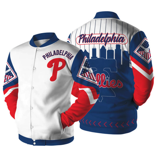 [FLASH SALE] NEW CUSTOMIZED MLB11 PH PHILLIES SATIN VARSITY & BASEBALL JACKET