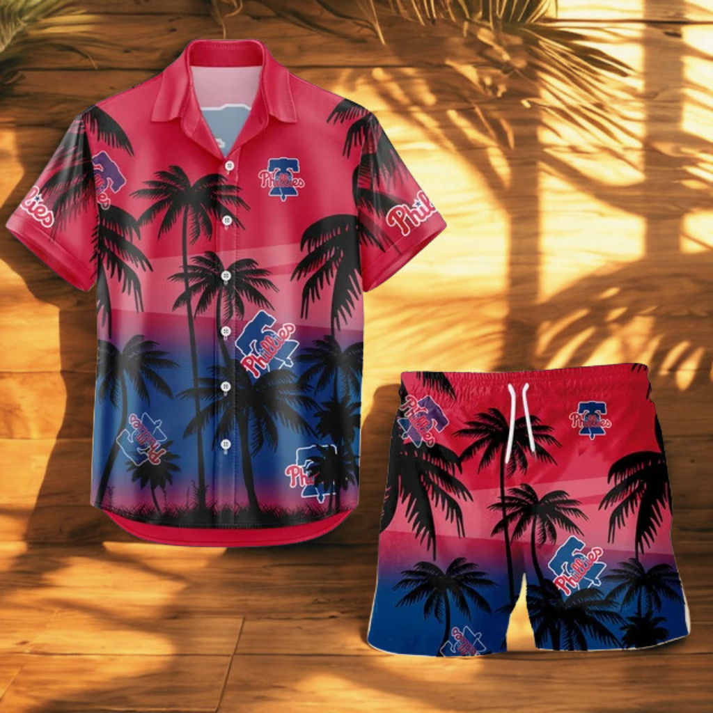 [FLASH SALE] NEW CUSTOMIZED MLB11 PPS PHILADELPHIA PHILLIES UNISEX HAWAIIAN SHIRT & SHORTS SET