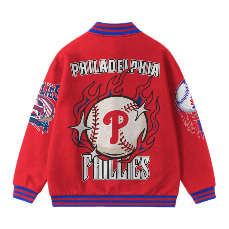 [FLASH SALE] NEW CUSTOMIZED MLB11 PH PHILLIES SATIN VARSITY & BASEBALL JACKET