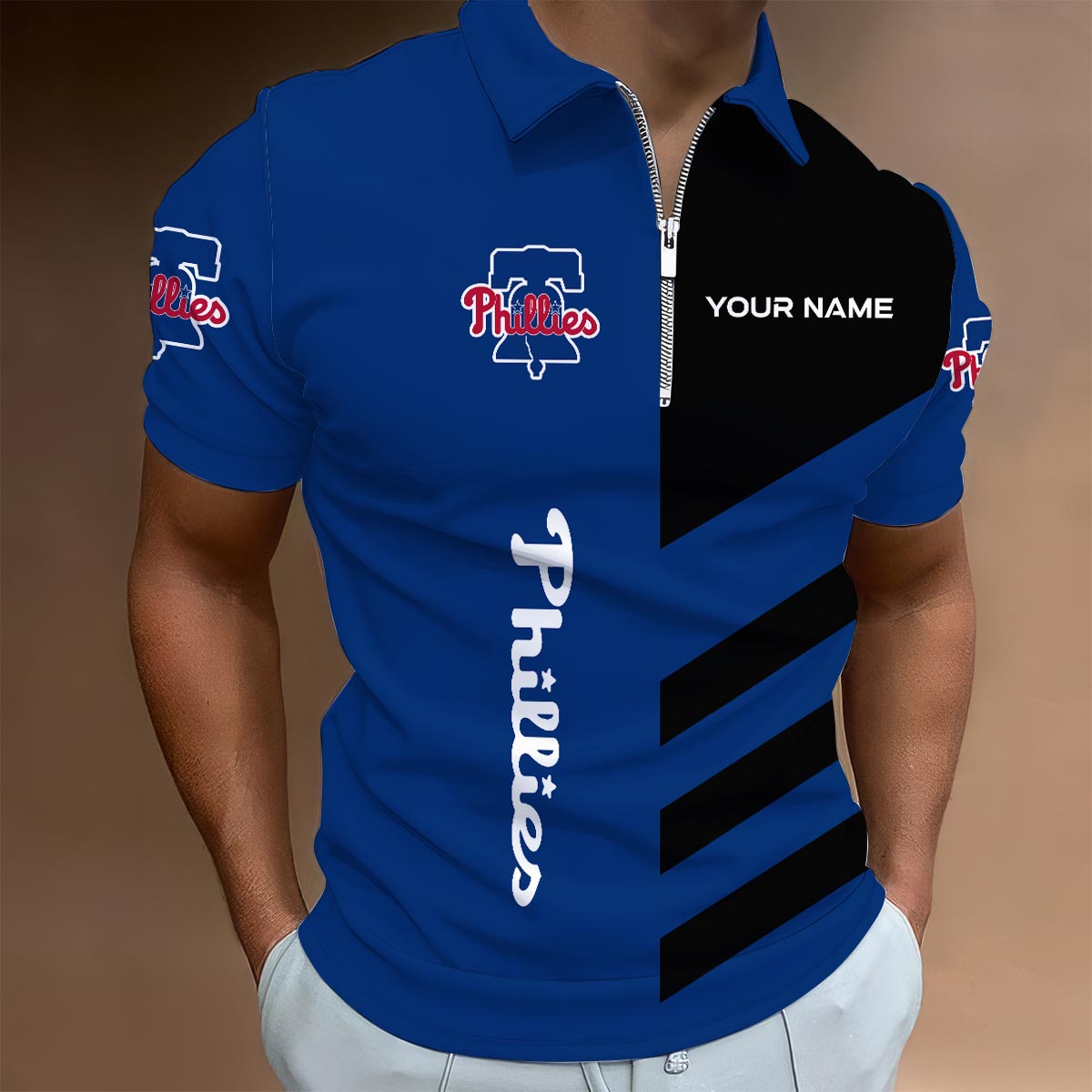 [FLASH SALE] NEW CUSTOMIZED MLB11 PPS PHILADELPHIA PHILLIES ZIP POLO SHIRT
