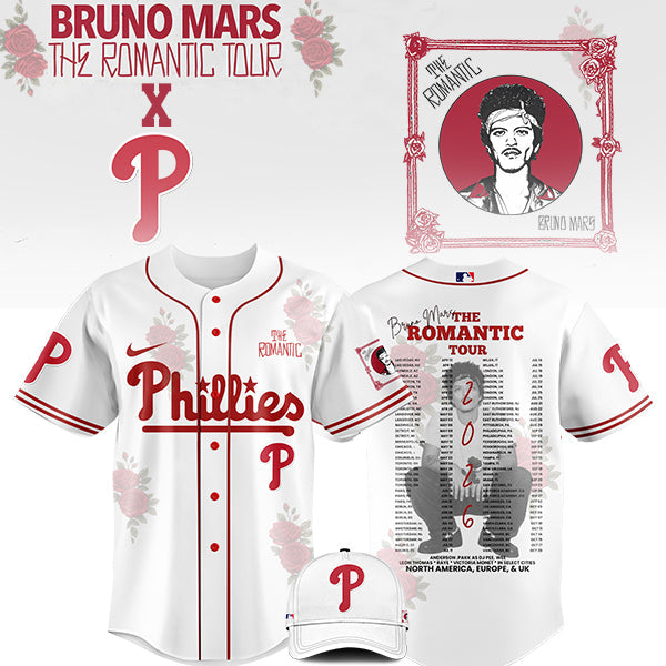 [FLASH SALE] NEW CUSTOMIZED MLB11 PH PHILLIES x BRUNO MARS BASEBALL JERSEY & CAP