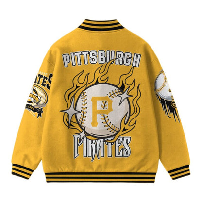 [FLASH SALE] NEW CUSTOMIZED MLB29 PB PIRATES SATIN VARSITY & BASEBALL JACKET