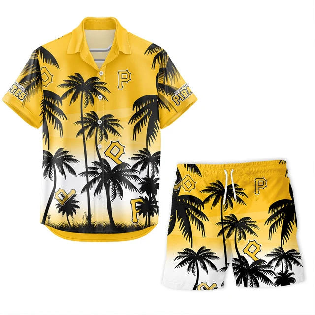 [FLASH SALE] NEW CUSTOMIZED MLB29 PHP PITTSBURGH PIRATES UNISEX HAWAIIAN SHIRT & SHORTS SET