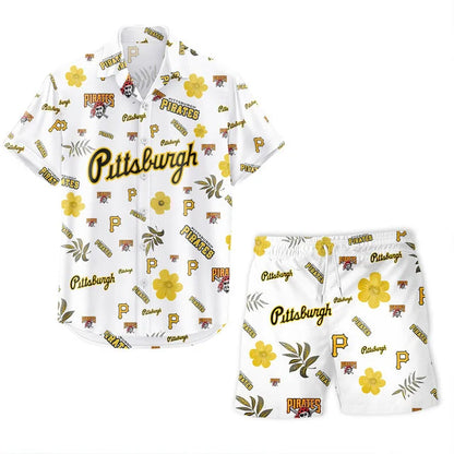 [FLASH SALE] NEW CUSTOMIZED MLB29 PHP PITTSBURGH PIRATES UNISEX HAWAIIAN SHIRT & SHORTS SET