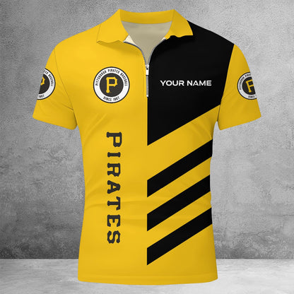 [FLASH SALE] NEW CUSTOMIZED MLB29 PHP PITTSBURGH PIRATES ZIP POLO SHIRT