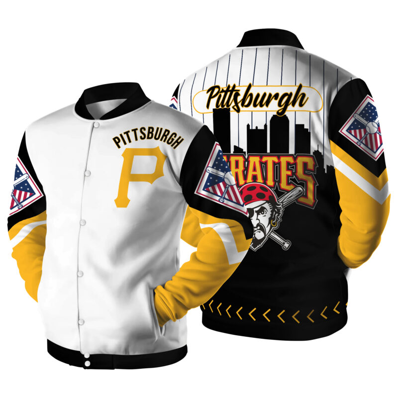 [FLASH SALE] NEW CUSTOMIZED MLB29 PB PIRATES SATIN VARSITY & BASEBALL JACKET