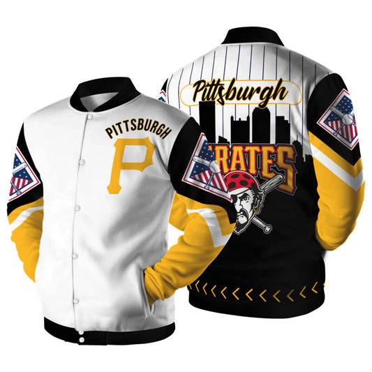 [FLASH SALE] NEW CUSTOMIZED MLB29 PB PIRATES SATIN VARSITY & BASEBALL JACKET