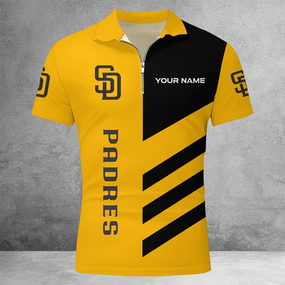 [FLASH SALE] NEW CUSTOMIZED MLB18 SDP SAN DIEGO PADRES ZIP POLO SHIRT