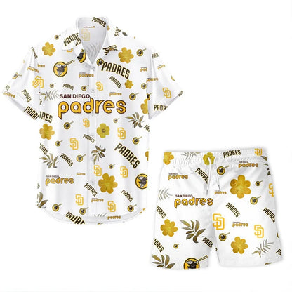 [FLASH SALE] NEW CUSTOMIZED MLB18 SDP SAN DIEGO PADRES UNISEX HAWAIIAN SHIRT & SHORTS SET