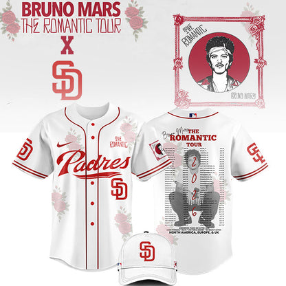 [FLASH SALE] NEW CUSTOMIZED MLB18 SD PADRES x BRUNO MARS BASEBALL JERSEY & CAP