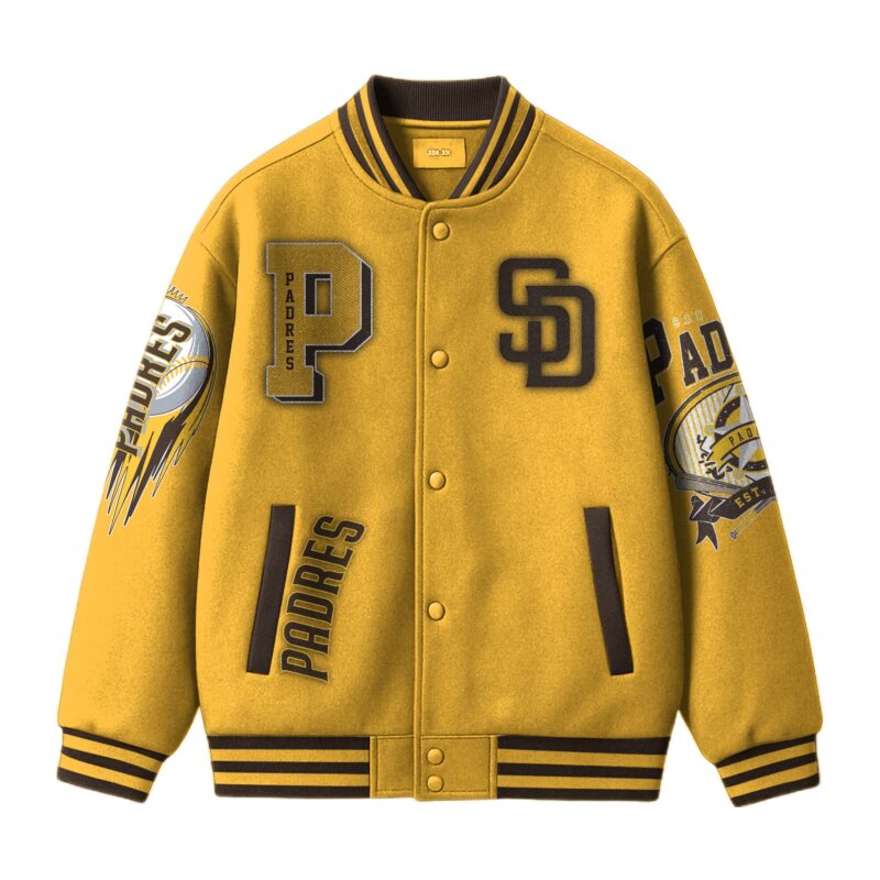[FLASH SALE] NEW CUSTOMIZED MLB18 SD PADRES SATIN VARSITY & BASEBALL JACKET