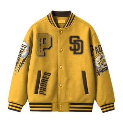 [FLASH SALE] NEW CUSTOMIZED MLB18 SD PADRES SATIN VARSITY & BASEBALL JACKET