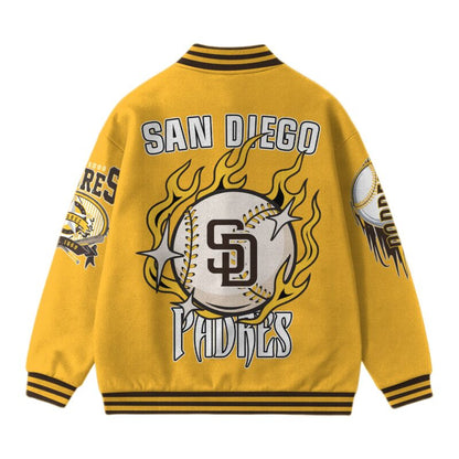 [FLASH SALE] NEW CUSTOMIZED MLB18 SD PADRES SATIN VARSITY & BASEBALL JACKET