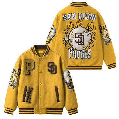[FLASH SALE] NEW CUSTOMIZED MLB18 SD PADRES SATIN VARSITY & BASEBALL JACKET