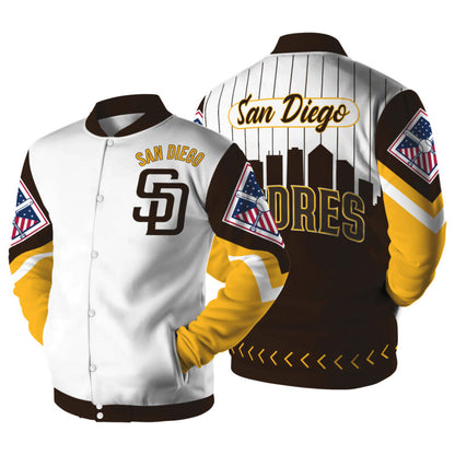 [FLASH SALE] NEW CUSTOMIZED MLB18 SD PADRES SATIN VARSITY & BASEBALL JACKET