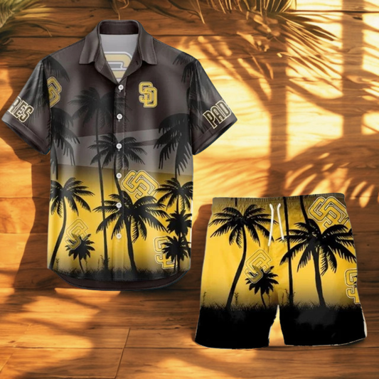 [FLASH SALE] NEW CUSTOMIZED MLB18 SDP SAN DIEGO PADRES UNISEX HAWAIIAN SHIRT & SHORTS SET