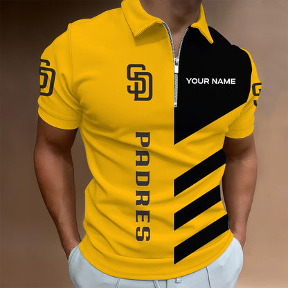 [FLASH SALE] NEW CUSTOMIZED MLB18 SDP SAN DIEGO PADRES ZIP POLO SHIRT