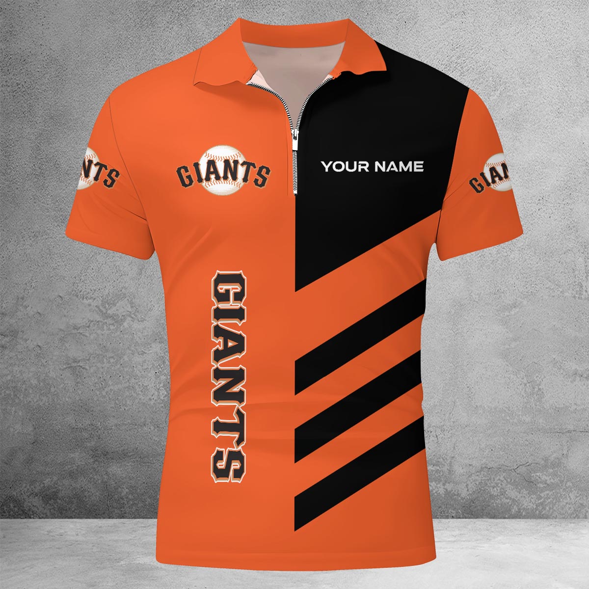 [FLASH SALE] NEW CUSTOMIZED MLB06 SFG SAN FRANCISCO GIANTS ZIP POLO SHIRT