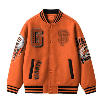 [FLASH SALE] NEW CUSTOMIZED MLB06 SF GIANTS SATIN VARSITY & BASEBALL JACKET