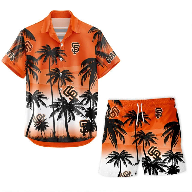 [FLASH SALE] NEW CUSTOMIZED MLB06 SFG SAN FRANCISCO GIANTS UNISEX HAWAIIAN SHIRT & SHORTS SET