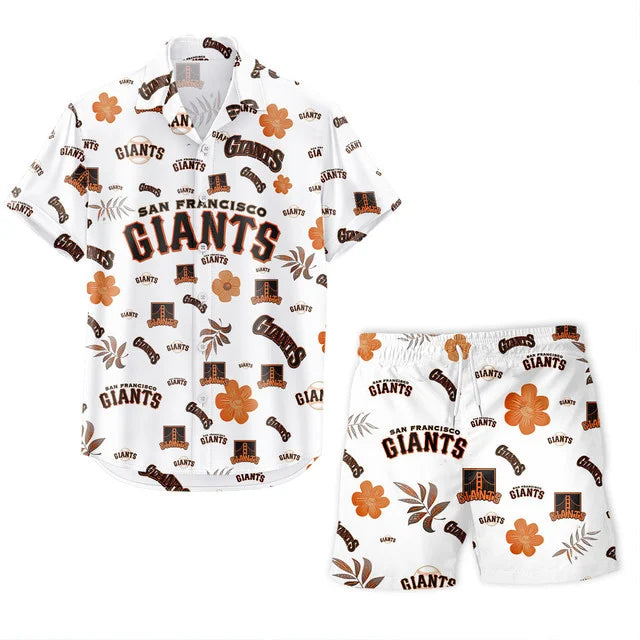 [FLASH SALE] NEW CUSTOMIZED MLB06 SFG SAN FRANCISCO GIANTS UNISEX HAWAIIAN SHIRT & SHORTS SET