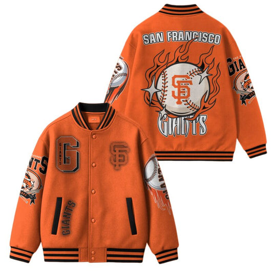 [FLASH SALE] NEW CUSTOMIZED MLB06 SF GIANTS SATIN VARSITY & BASEBALL JACKET