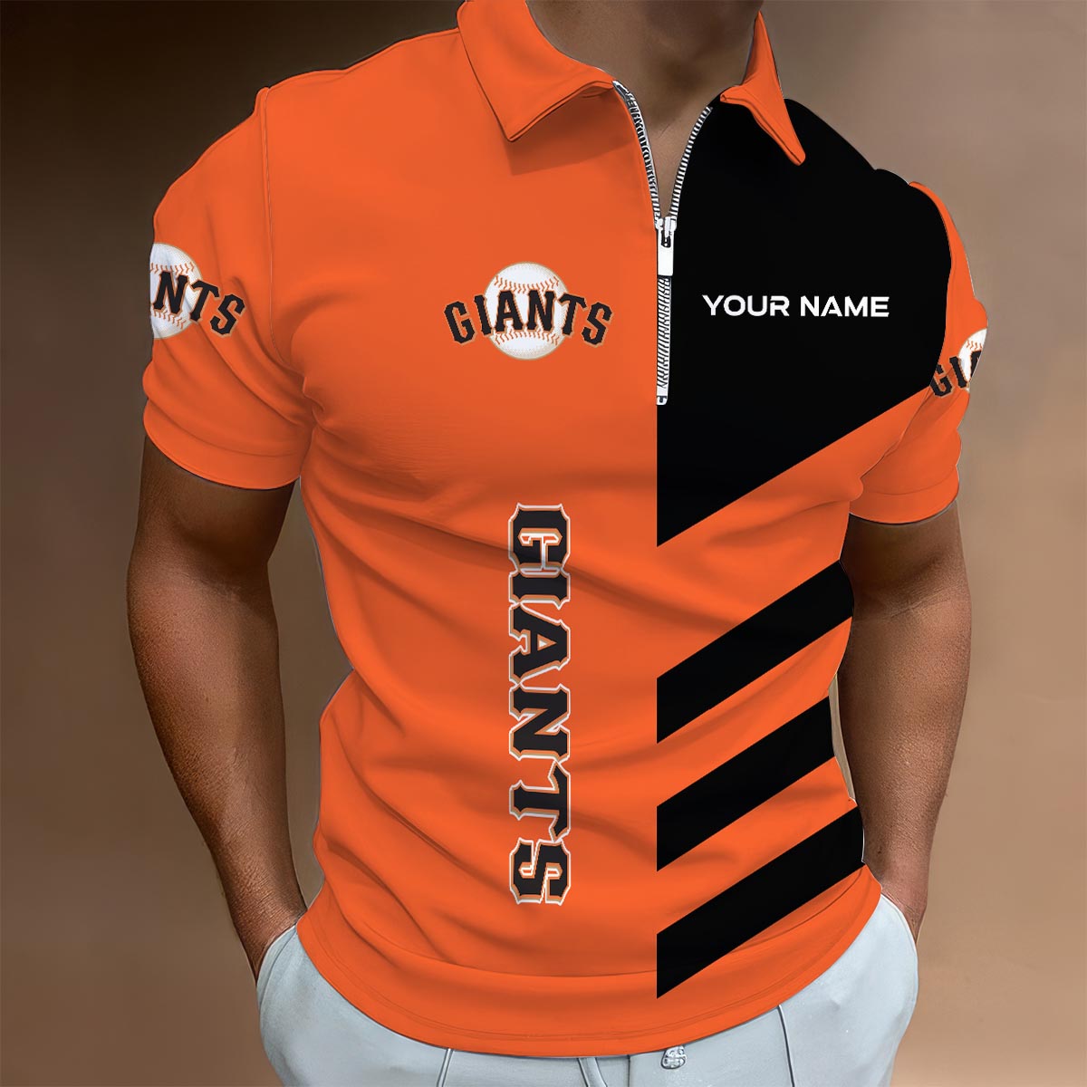 [FLASH SALE] NEW CUSTOMIZED MLB06 SFG SAN FRANCISCO GIANTS ZIP POLO SHIRT