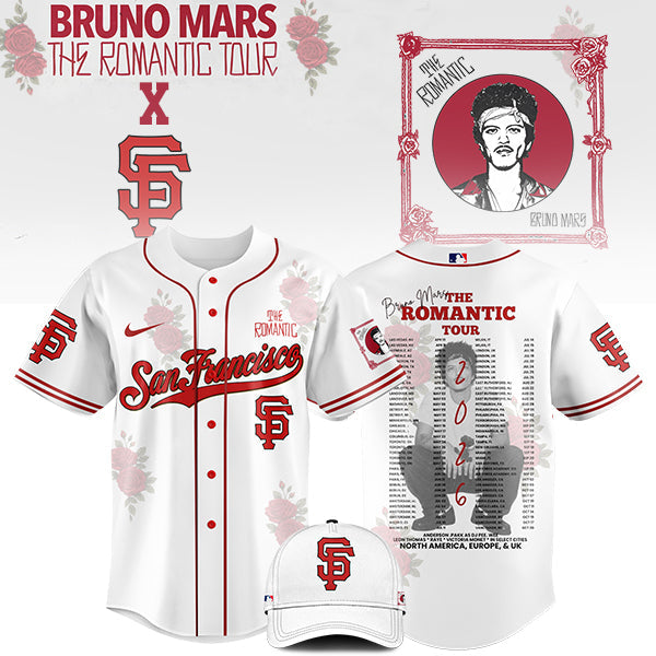 [FLASH SALE] NEW CUSTOMIZED MLB06 SF GIANTS x BRUNO MARS BASEBALL JERSEY & CAP