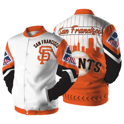 [FLASH SALE] NEW CUSTOMIZED MLB06 SF GIANTS SATIN VARSITY & BASEBALL JACKET
