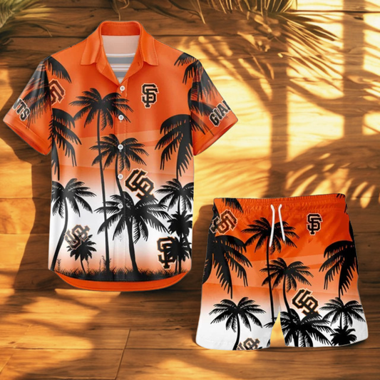 [FLASH SALE] NEW CUSTOMIZED MLB06 SFG SAN FRANCISCO GIANTS UNISEX HAWAIIAN SHIRT & SHORTS SET