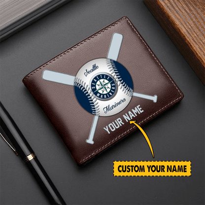 [FLASH SALE] NEW CUSTOMIZED MLB14 ST MARINERS LEATHER WALLET