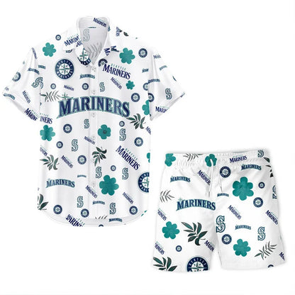 [FLASH SALE] NEW CUSTOMIZED MLB14 SMS SEATTLE MARINERS UNISEX HAWAIIAN SHIRT & SHORTS SET