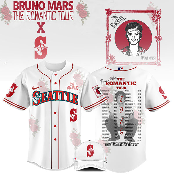 [FLASH SALE] NEW CUSTOMIZED MLB14 ST MARINERS x BRUNO MARS BASEBALL JERSEY & CAP