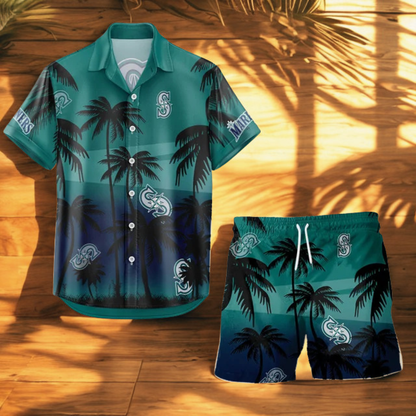 [FLASH SALE] NEW CUSTOMIZED MLB14 SMS SEATTLE MARINERS UNISEX HAWAIIAN SHIRT & SHORTS SET