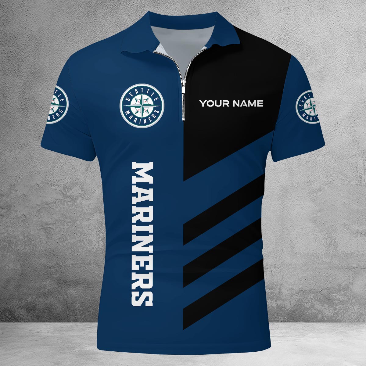 [FLASH SALE] NEW CUSTOMIZED MLB14 SMS SEATTLE MARINERS ZIP POLO SHIRT