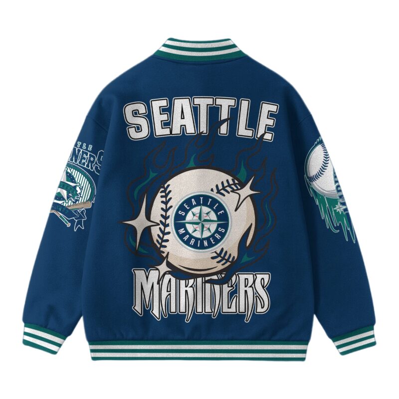 [FLASH SALE] NEW CUSTOMIZED MLB14 ST MARINERS SATIN VARSITY & BASEBALL JACKET