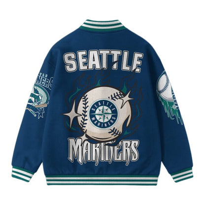 [FLASH SALE] NEW CUSTOMIZED MLB14 ST MARINERS SATIN VARSITY & BASEBALL JACKET