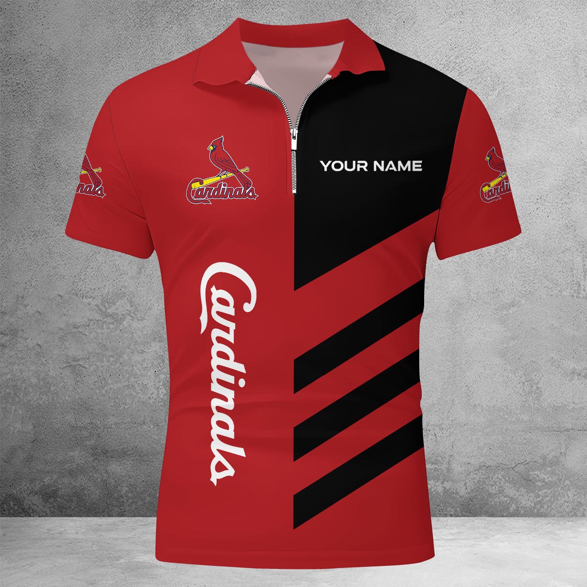 [FLASH SALE] NEW CUSTOMIZED MLB24 SLC ST. LOUIS CARDINALS ZIP POLO SHIRT