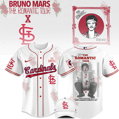[FLASH SALE] NEW CUSTOMIZED MLB24 SL CARDINALS x BRUNO MARS BASEBALL JERSEY & CAP