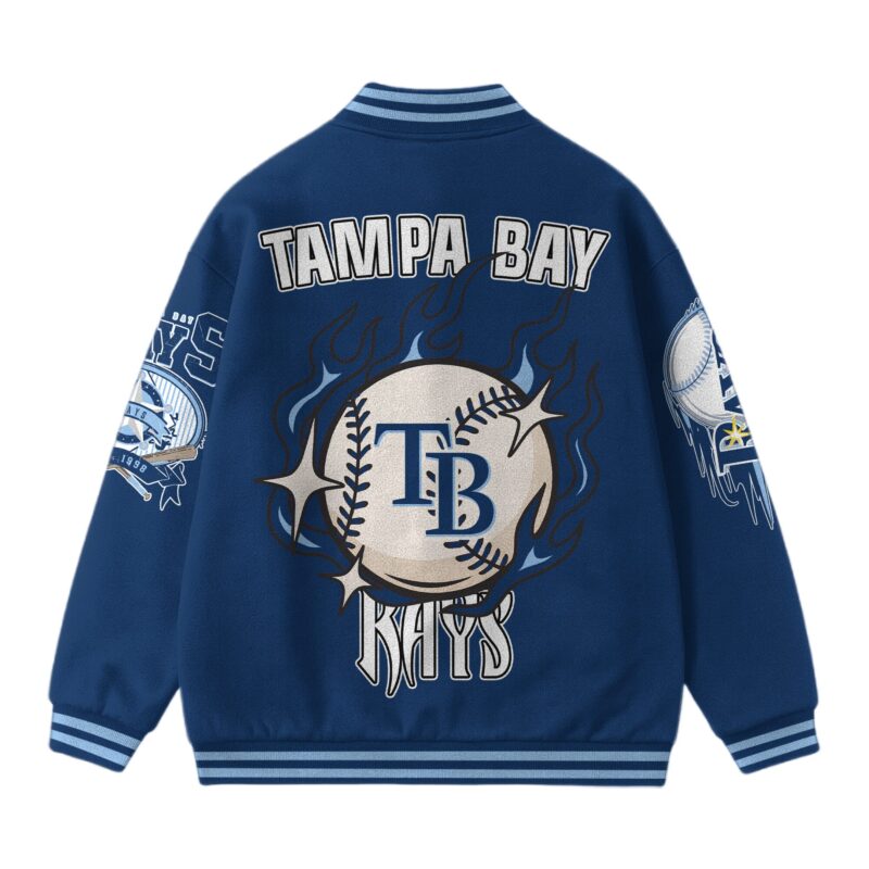 [FLASH SALE] NEW CUSTOMIZED MLB21 TB RAYS SATIN VARSITY & BASEBALL JACKET